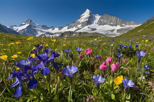 PSD lebendige wildblumenfelder in alpinen wiesen schweiz natürliche blumentapeten enthüllt