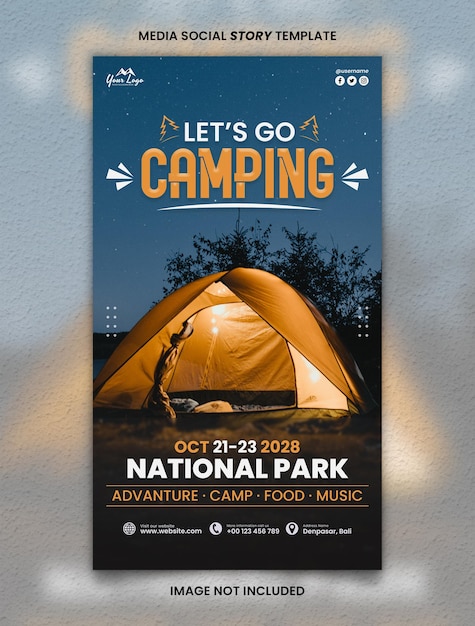 Lets Go Camping Media Social Story Post Template