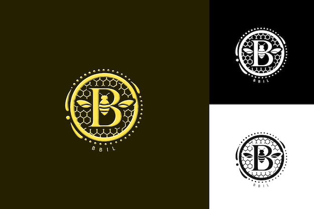 PSD lettera b con stile di progettazione del logo circolare con b a forma di illustrazione logo disegni vettoriali