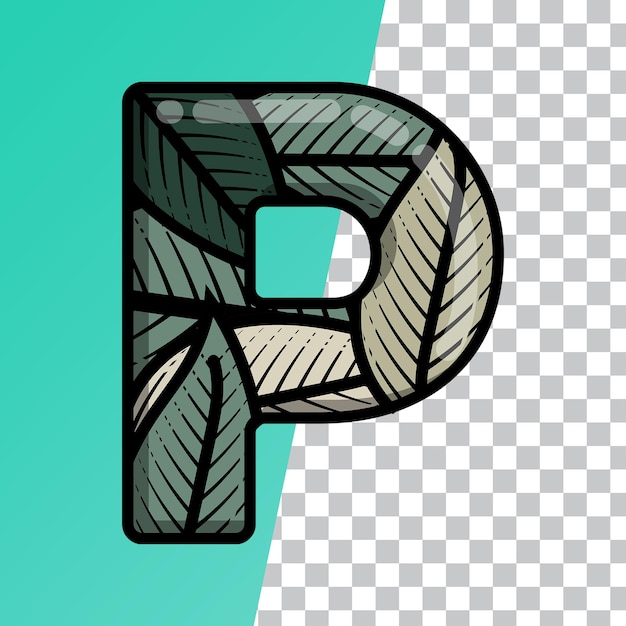 PSD lettera dell'alfabeto 3d leaf motif