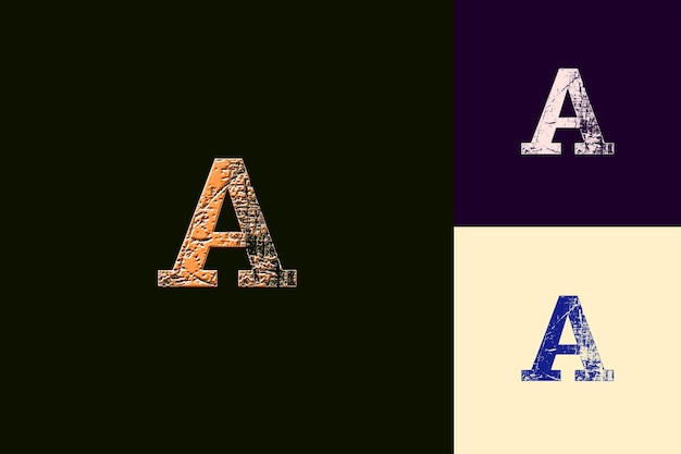 PSD une lettre avec un style de conception de logo vintage avec une forme dans une collection de vecteurs abstraits de la nature