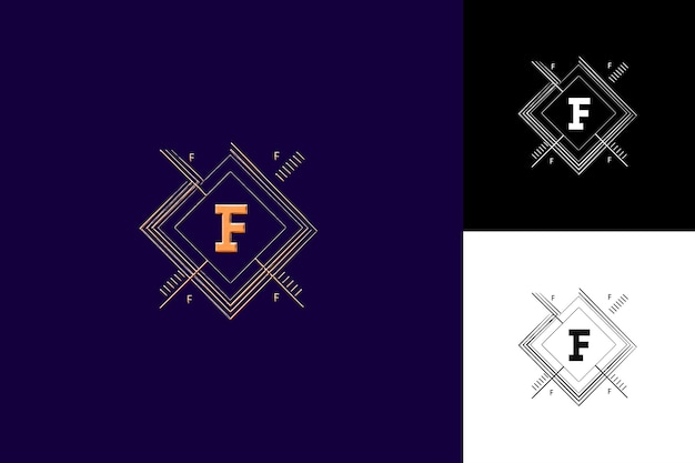 PSD lettres f avec design de logo géométrique style avec f en forme d'illustration designes vectoriels de logo