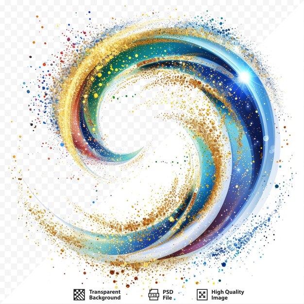 PSD linhas de redemoinho coloridas brilhos dourados fundo isolado