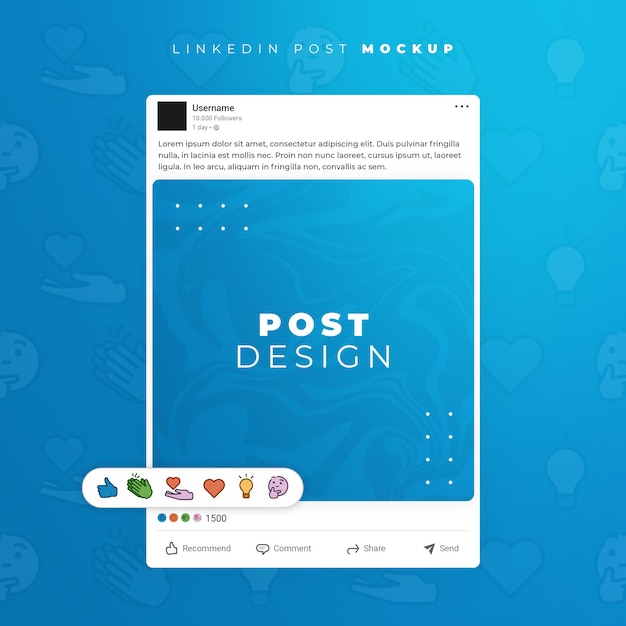 Linkedin-Post-Mockup mit Inkedin-Reaktionen