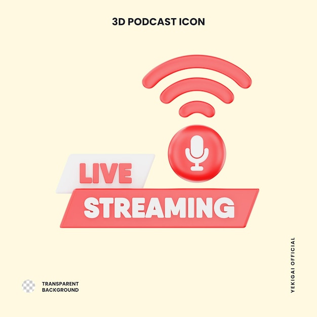 PSD live-streaming 3d-podcast-illustration für die uiux-web-app-infografik usw.