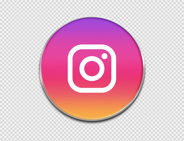 PSD logo 3d d'instagram dans le style rond en tôle émaillée