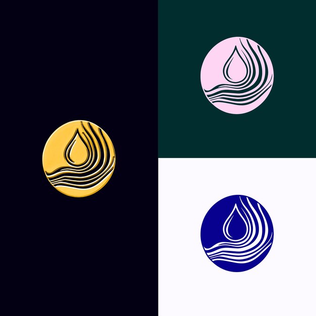 PSD logo du prix de conservation de l'eau serene avec une goutte et des conceptions vectorielles créatives et uniques calmes