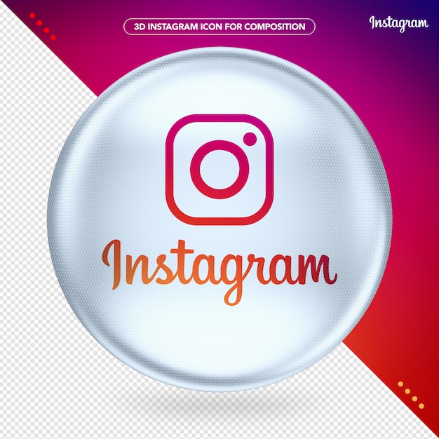 PSD logo instagram ellipse 3d blanc