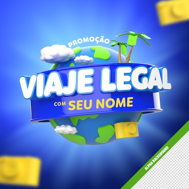 Logo promocional viaje legal com planeta terra 3d logo promocional travel cool with planet earth 3