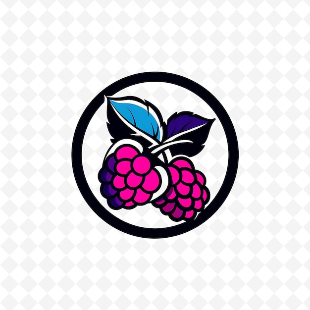 PSD logo de smoothie de framboise avec des dessins de boissons tropicales inspirées des framboises et des framboisses png