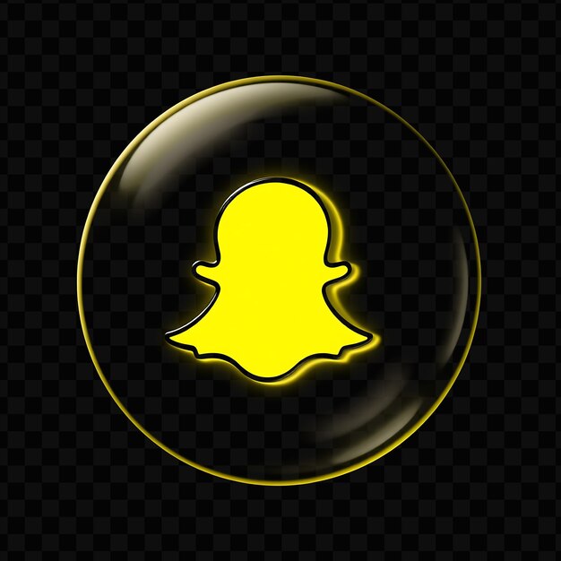 PSD logo de snapchat avec rendu 3d matériel de verre fumé lueur vibrante schéma de couleurs jaune et blanc