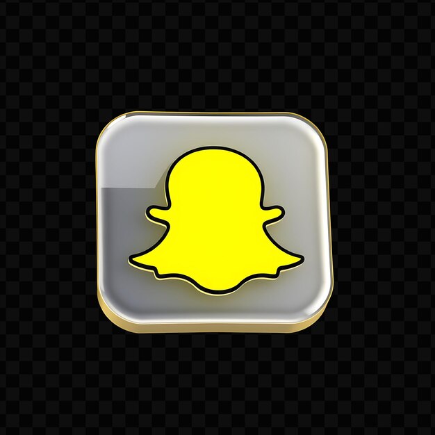 PSD logo de snapchat avec rendu 3d matériel en verre opaque lueur vibrante schéma de couleurs jaune et blanc i