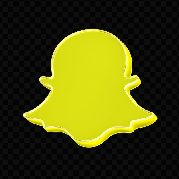 PSD logo de snapchat avec rendu 3d matériel en verre opaque lueur vibrante schéma de couleurs jaune et blanc i