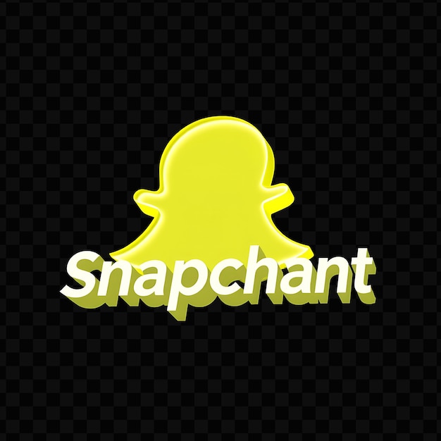 PSD logo de snapchat avec rendu 3d en verre glacé matériau lumineux jaune et blanc schéma de couleurs