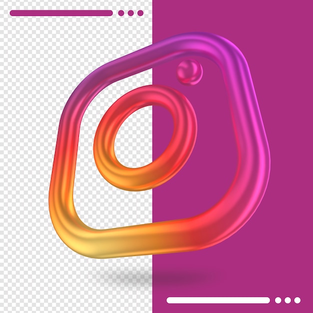 Logo tourné en 3D d'Instagram en rendu 3d