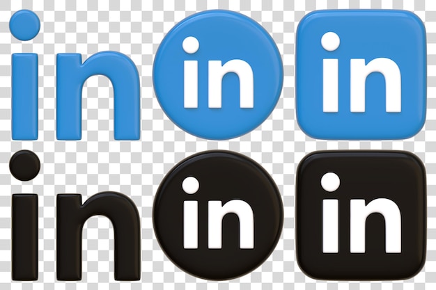 PSD logos linkedin dans divers styles et couleurs illustration de rendu 3d