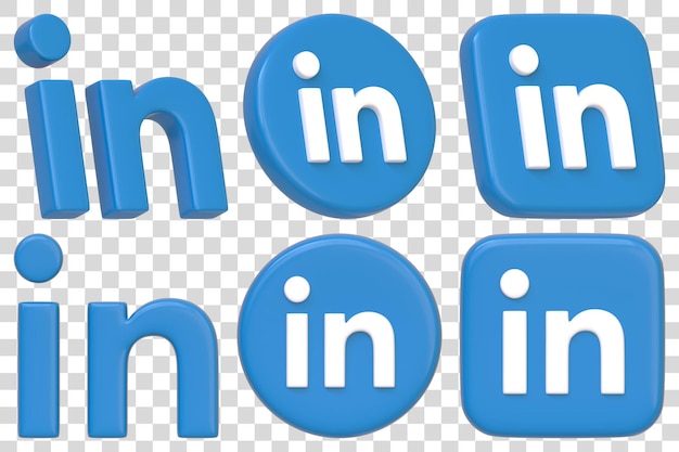 Logos LinkedIn dans divers styles et couleurs illustration de rendu 3D