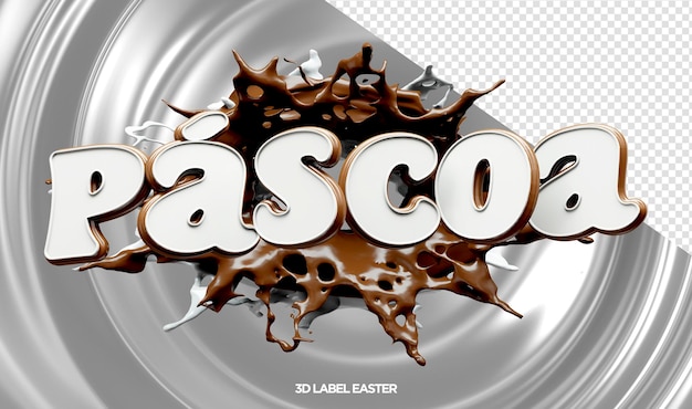 PSD logotipo 3d páscoa com chocolate feliz páscoa no brasil