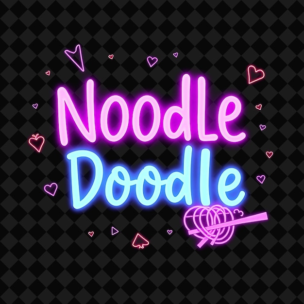 PSD luminous noodle doodle text brilla con neon viola e lavanda un png ispirato al neon food decorcc