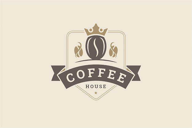 PSD luxuriöse kaffeebohnen in heraldischem schild mittelalterliche krone coffeeshop logo vorlage design