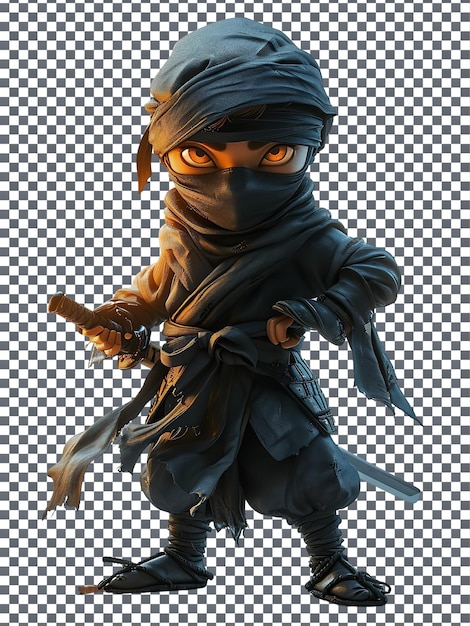 PSD magnificent ninja dual sword isolé sur un fond transparent