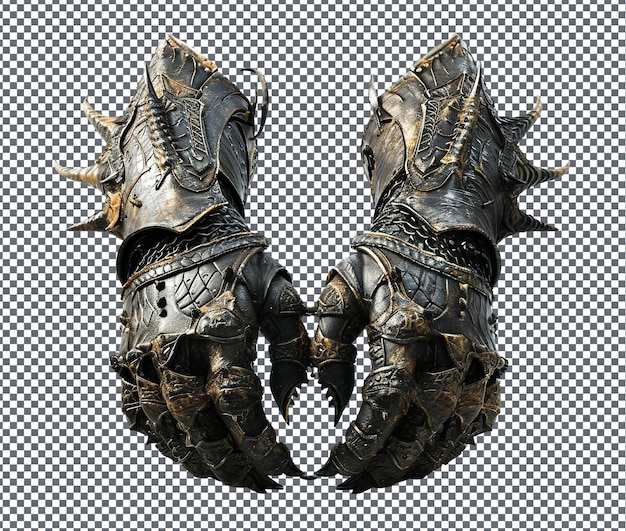 PSD magnifiques gants de griffes draconiennes isolés sur un fond transparent