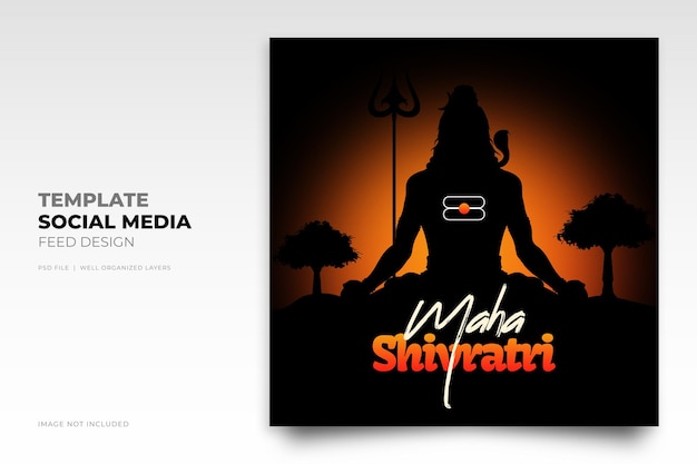 PSD maha shivratri lord shiva modelo de postagem do instagram de mídia social