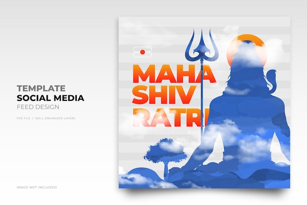 PSD maha shivratri lord shiva modelo de postagem do instagram de mídia social