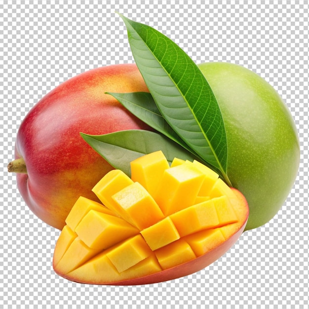 Mango com folha verde em fundo transparente