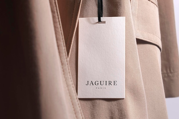 Manteau de luxe avec étiquette de maquette de logo