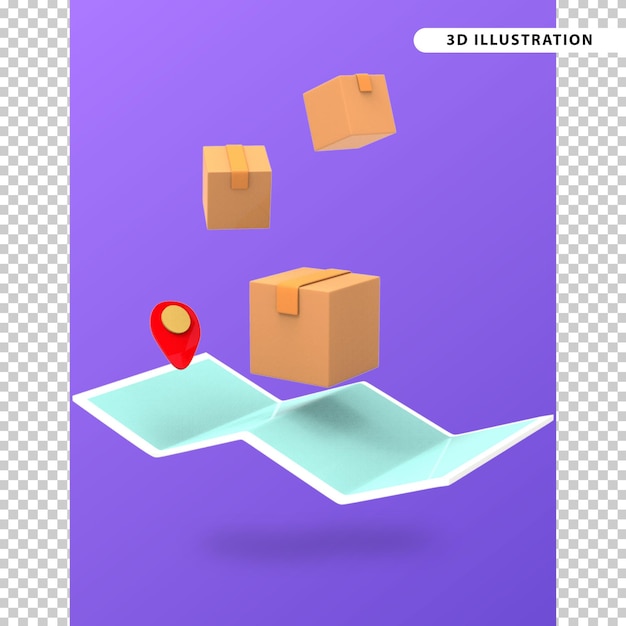 PSD mapa de pinos 3d entregar entrega de serviços