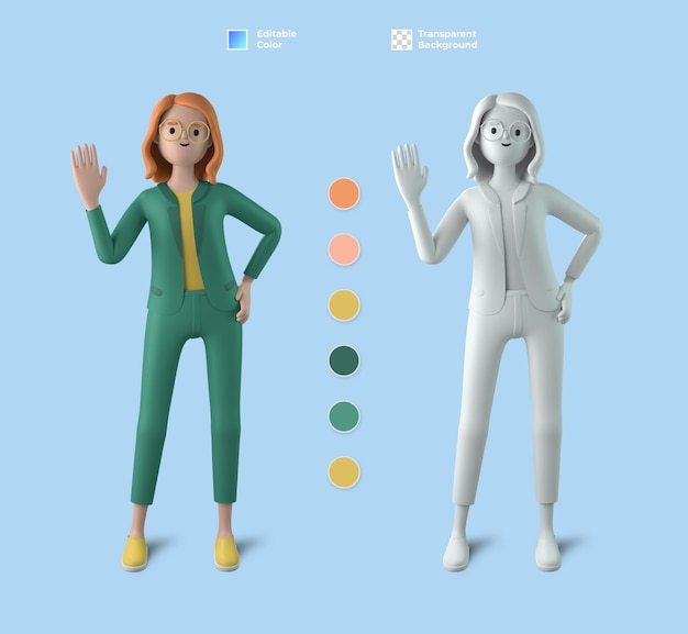 PSD maquete 3d de personagem feminina