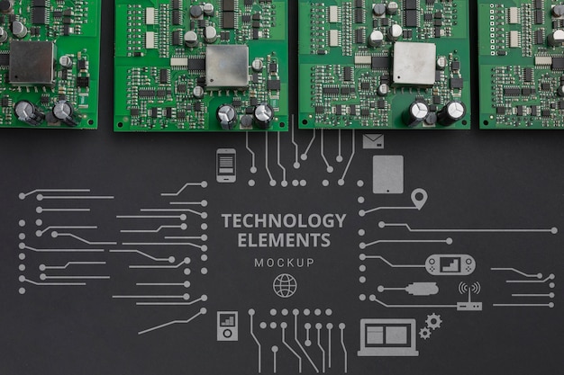 PSD maquette de circuits imprimés vue de dessus