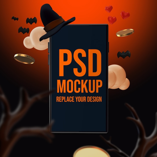 Maquette de conception de smartphone Halloween rendu 3D