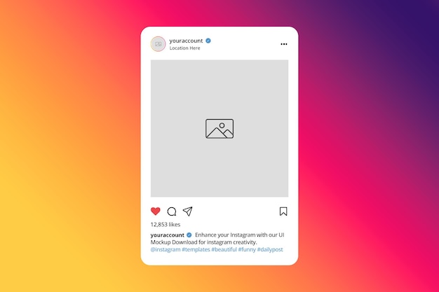 PSD une maquette de courbe de l'interface utilisateur d'instagram