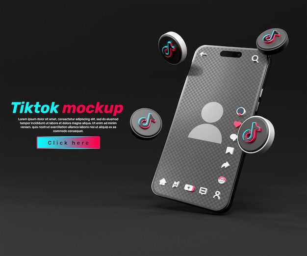 Maquette d'interface d'application TikTok ou conception de bannière marketing tiktok