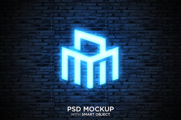 PSD maquette de logo mural 3d effet néon