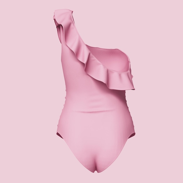 PSD maquette de maillot de bain rose à éraflures en une seule pièce rendering 3d