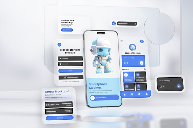 Une maquette de smartphone Glassmorphism