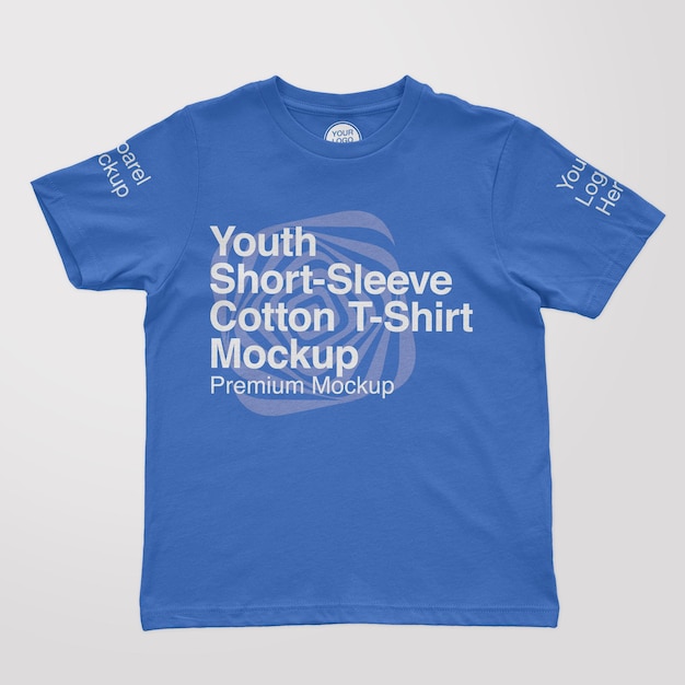 Maquette de t-shirt en coton à manches courtes pour jeunes