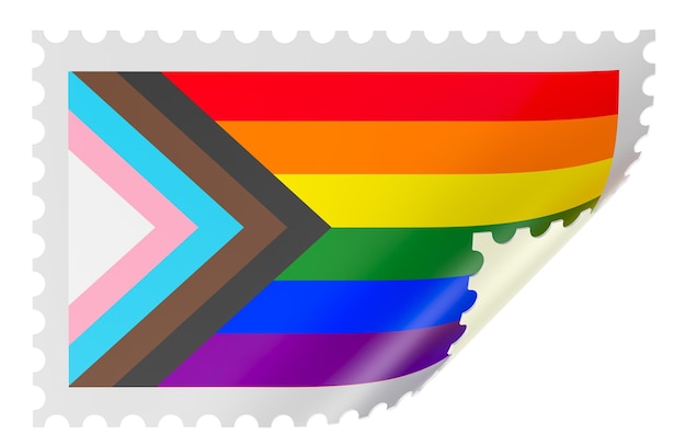 PSD marque postale avec un rendu 3d du drapeau lgbtq isolé sur un fond transparent