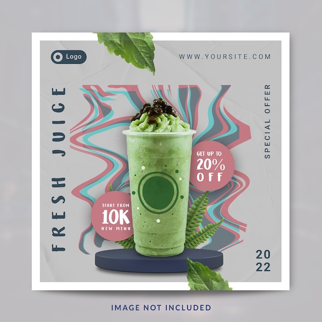 Matcha Smoothie Square Drink Menü Promotion Social Media Post oder Banner Vorlage