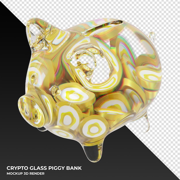 PSD mealheiro pax gold paxg glass com ilustração 3d de moedas criptográficas