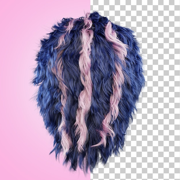 PSD mèches de cheveux multicolores cheveux teints multicolores exemple d'une coiffure tendance cheveux bleus 3d