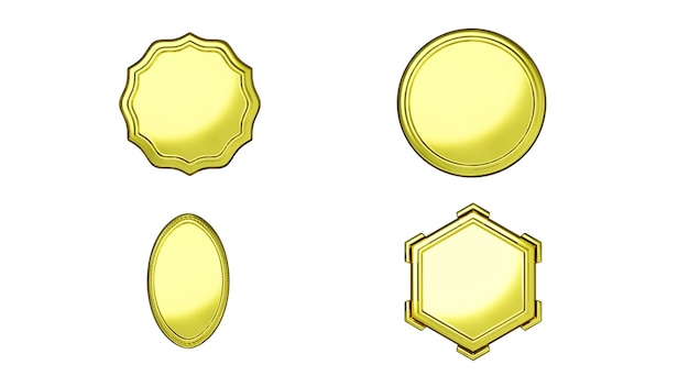 PSD médailles d'or en blanc de différentes formes