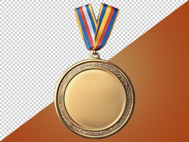 Medalha de ouro em relevo com fundo transparente