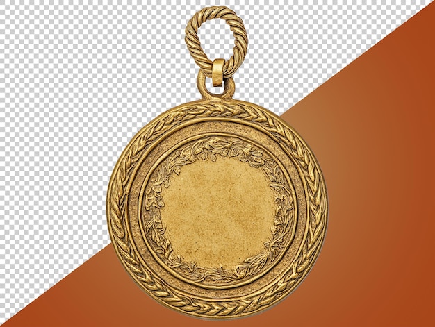 Medalha de ouro em relevo com fundo transparente