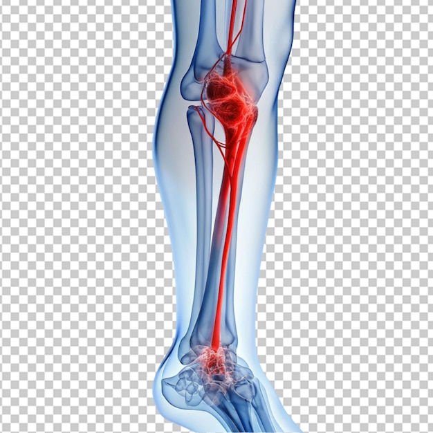 PSD medizinische röntgenbilder des beines mit blutgerinnsel ein röntgenbild auf durchsichtigem hintergrund