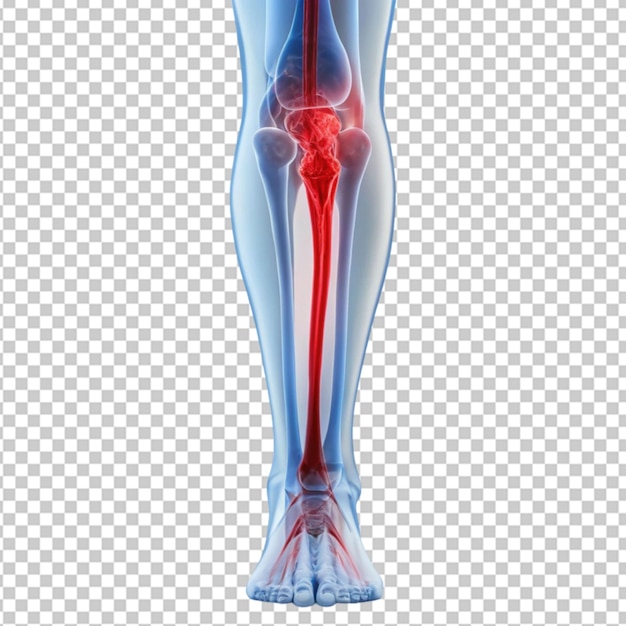 PSD medizinische röntgenbilder des beines mit blutgerinnsel ein röntgenbild auf durchsichtigem hintergrund