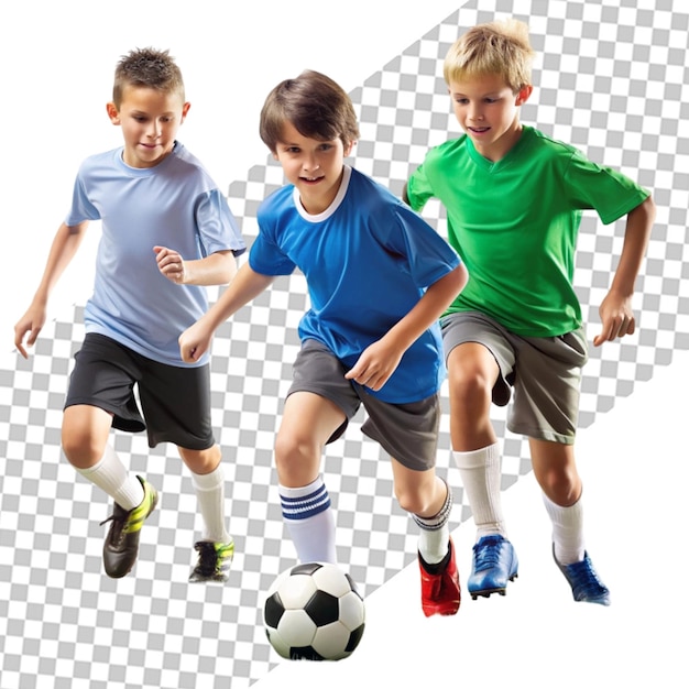 Meninas jogando futebol em fundo transparente